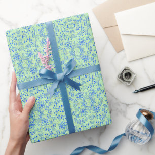 Papel De Presente Padrão vegetal A08.b boho. verde BG