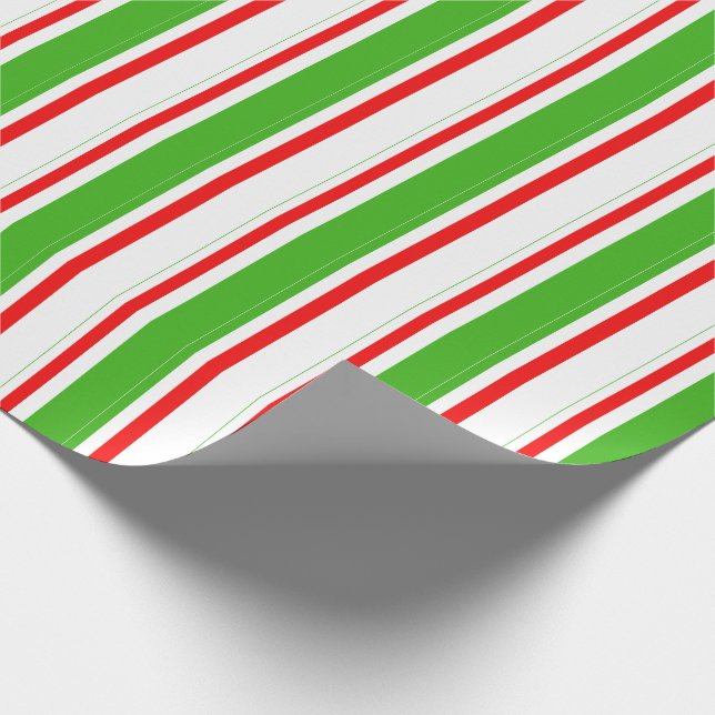 Papel De Presente Padrão Verde, Branco, Vermelho Striped/Links (Ponta)