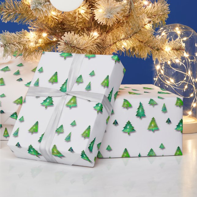 Papel De Presente padrão verde da floresta. (Feriados)