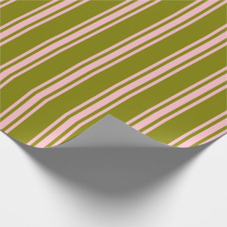 Papel De Presente Padrão verde e cor-de-rosa linhado/riscado