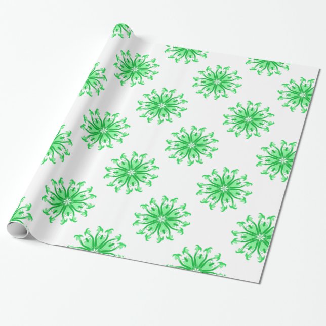 Papel De Presente Padrão verde fresco sem costura (Desenrolado)