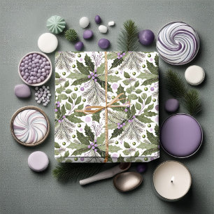 Papel De Presente Padrão Verde Roxo#17 ID1009