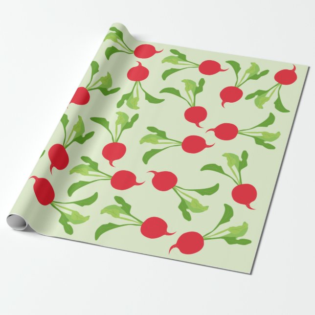 Papel De Presente Padrão Verde Vermelho Radish (Desenrolado)