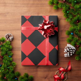 Papel De Presente Padrão Verificado de Diamante de Harlequin Vermelh