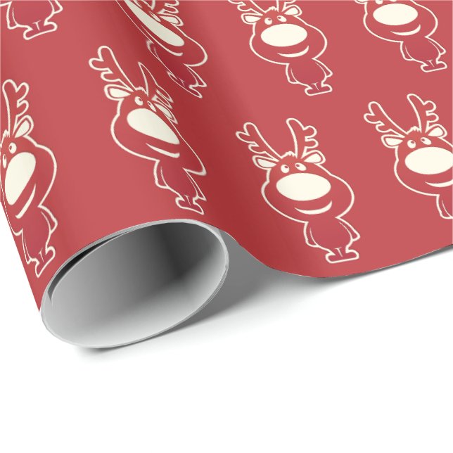 Papel De Presente Padrão Vermelho de Ruditof Cartoon Fofo (Ponta do rolo)