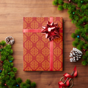 Papel De Presente Padrão Vermelho Dourado Asiático Sem Olhos Chin