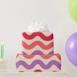 Papel De Presente Padrão Vermelho Púrpura Rosa das Ondas Abstrato