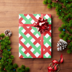 Papel De Presente padrão vermelho, verde e branco verificado