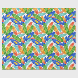 Papel De Presente Padrão Vibrante de Pena em Aquarela — Arte Abstrat