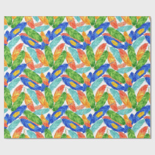 Papel De Presente Padrão Vibrante de Pena em Aquarela — Arte Abstrat