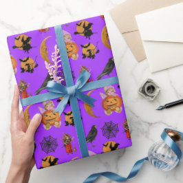 Papel De Presente Padrão Vintage de Halloween para Artesanato ou Pre
