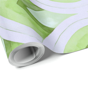 Papel De Presente Padrão Vintage Groovy Rainbow em Sage e Kiwi
