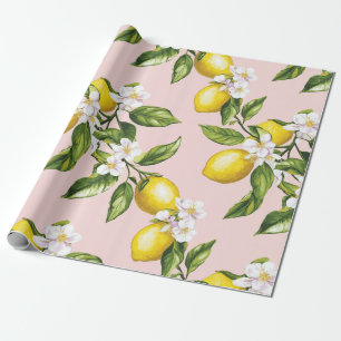 Papel De Presente Padrão Vintage Lemon & Blossom a rosa (2)