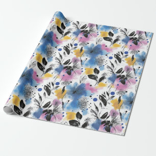 Papel De Presente Padrão Vintage Watercolor Floral Abstrato (13)