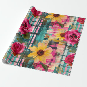 Papel De Presente Padrão Vintage Watercolor Floral Abstrato (16)