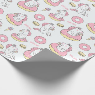Papel De Presente Padrão Whimsical Rosquinha e Unicórns