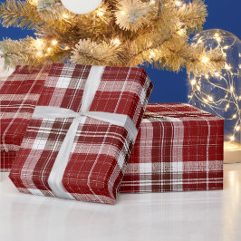 Papel De Presente Padrão Xadrez Algodão Casa de Campo Vermelho Cláss