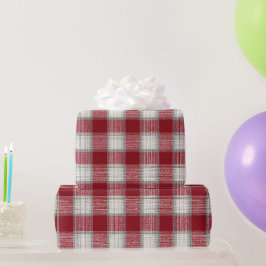 Papel De Presente Padrão Xadrez Algodão Casa de Campo Vermelho Cláss