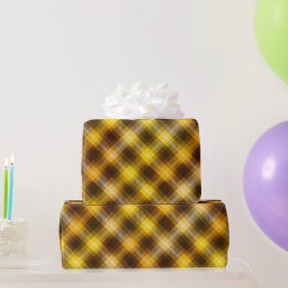 Papel De Presente Padrão Xadrez Amarelo Marrom Colheita Mel