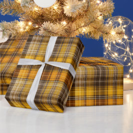 Papel De Presente Padrão Xadrez Amarelo Marrom Colheita Mel