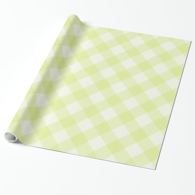 Papel De Presente Padrão Xadrez Amarelo Pastel (Desenrolado)