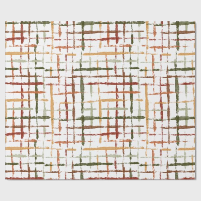 Papel De Presente padrão xadrez aquarela com linhas caóticas (Aberto)