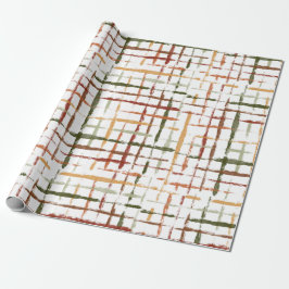 Papel De Presente padrão xadrez aquarela com linhas caóticas