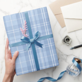 Papel De Presente Padrão Xadrez Azul
