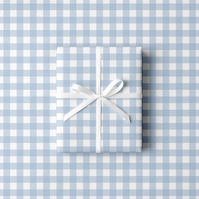 Papel De Presente Padrão Xadrez Azul Bebê (Baby Blue Gingham Pattern Wrapping Paper)