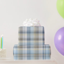 Papel De Presente Padrão Xadrez Azul Cinza Suave Calma Névoa