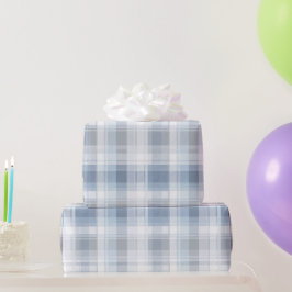 Papel De Presente Padrão Xadrez Azul Cinza Suave Névoa Costeira