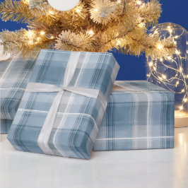 Papel De Presente Padrão Xadrez Azul Cinza Suave Névoa Costeira