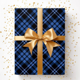 Papel De Presente Padrão Xadrez Azul Elegante