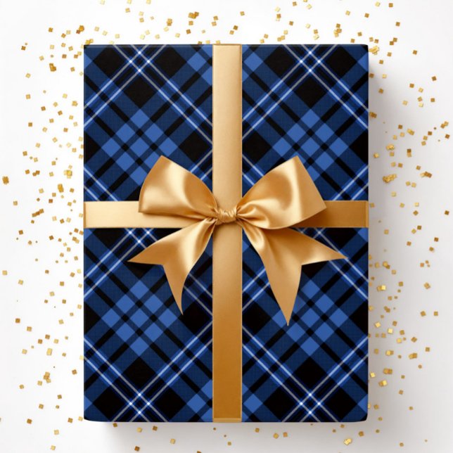 Papel De Presente Padrão Xadrez Azul Elegante (Elegant Blue Plaid Pattern Wrapping Paper)