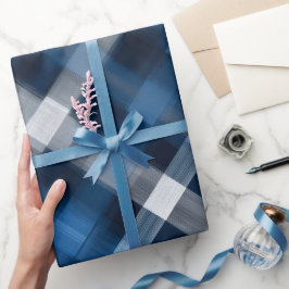 Papel De Presente Padrão Xadrez Azul Escuro Cinza Oceano Ardósia