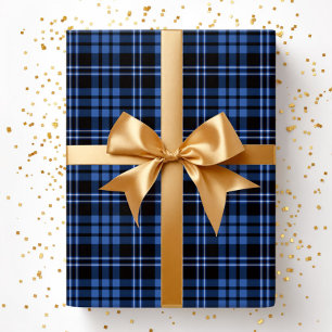 Papel De Presente Padrão Xadrez Azul Moderno