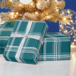 Papel De Presente Padrão Xadrez Azul-Verde Branco Moderno Limpo