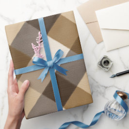 Papel De Presente Padrão Xadrez Bege Marrom Aconchegante Cabana Trig