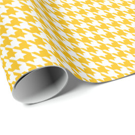 Papel De Presente Padrão Xadrez Clássico Amarelo e Branco
