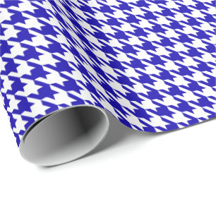 Papel De Presente Padrão Xadrez Clássico Azul Escuro e Branco
