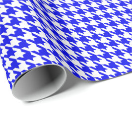 Papel De Presente Padrão Xadrez Clássico Azul Real e Branco
