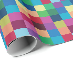 Papel De Presente Padrão Xadrez Colorido