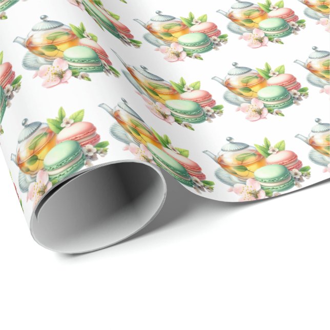 Papel De Presente Padrão xadrez de chá fofo (Ponta do rolo)