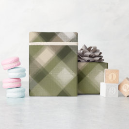 Papel De Presente Padrão Xadrez de Musgo Verde Marrom Floresta