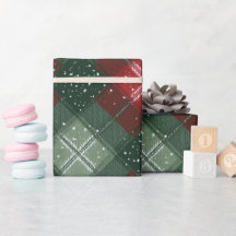 Padrão Xadrez de Natal Vermelho Verde Neve