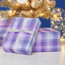 Papel De Presente Padrão Xadrez de Neblina Suave Lavanda Roxa