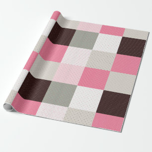 Papel De Presente Padrão Xadrez de Remendo
