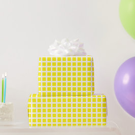 Papel De Presente Padrão xadrez em grade amarelo branco moderno
