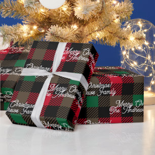 Papel De Presente Padrão Xadrez Escocês Vermelho Verde Natal Persona