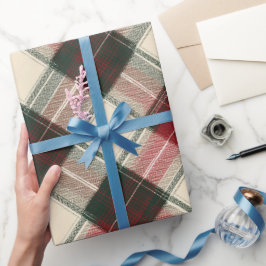 Papel De Presente Padrão Xadrez Férias Verde Vermelho Inverno Aconch